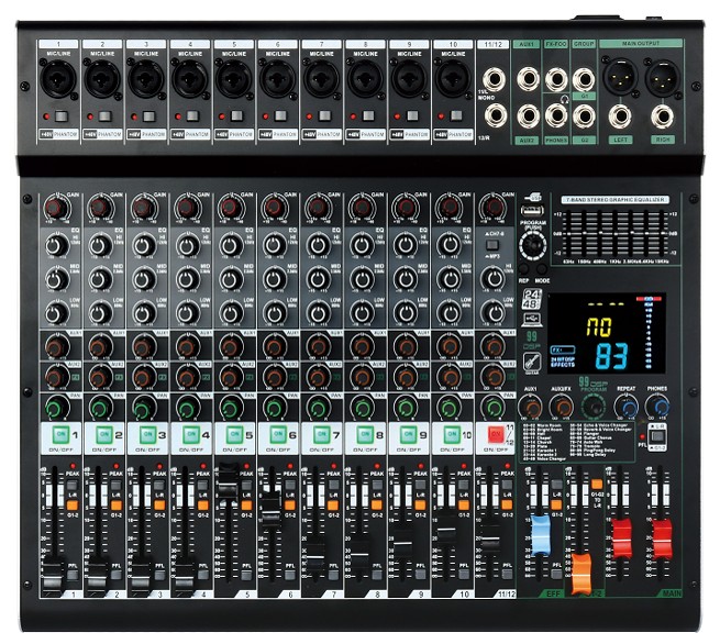 2編組12路專業(yè)調(diào)音臺(tái)